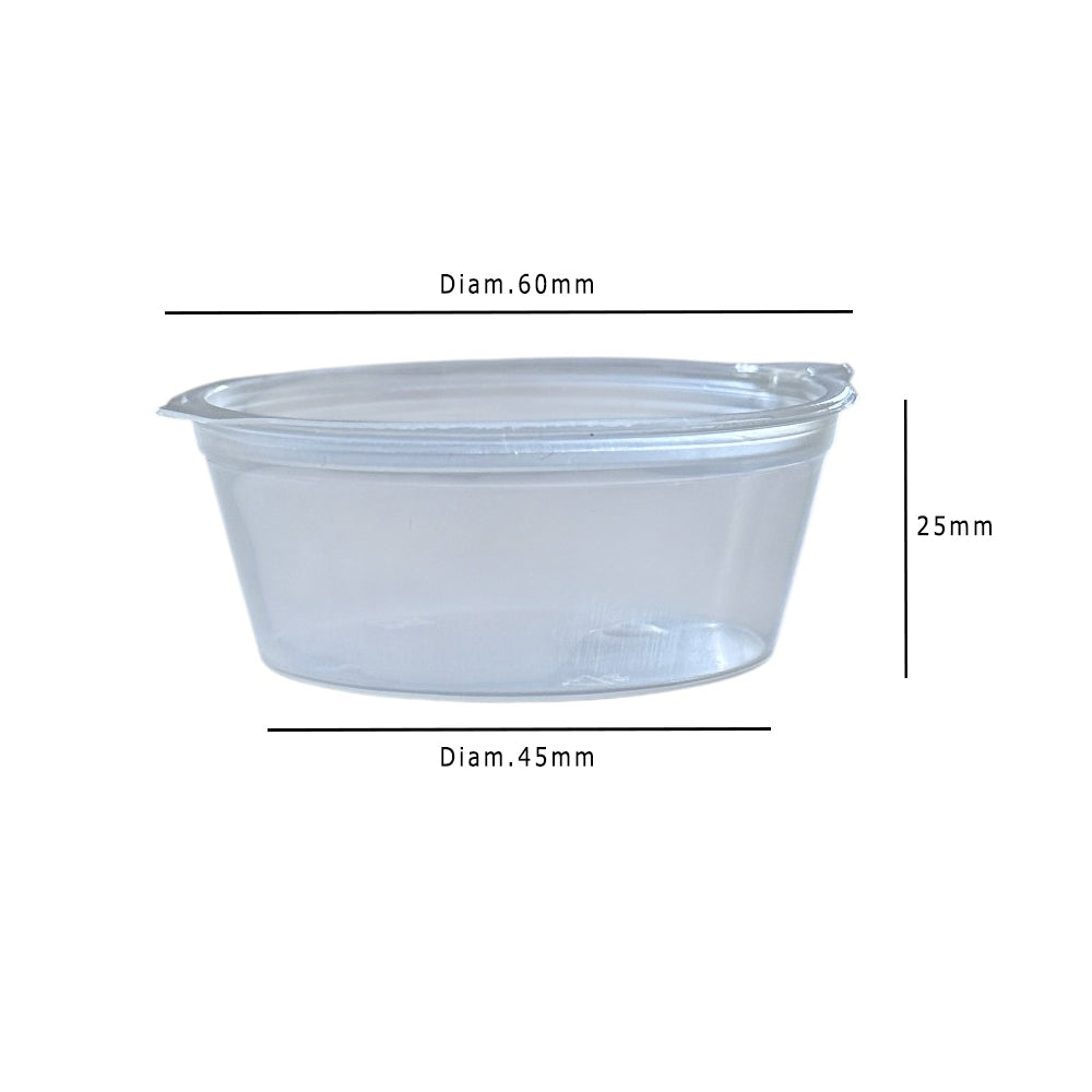 PP 2oz Sauce & Portion Pot With Hinged Lid Dimensions - Propus Packaging